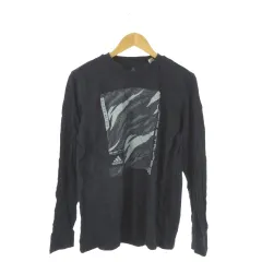 アディダス adidas Tシャツ M 紺 ネイビー 長袖 ラウンドネック グラフィックプリント /AO23 ■ECA002
