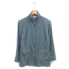 エレガンスフォーレディ Elegance for lady スタンドカラー ライトジャケット 肩パッド 薄手 長袖 M 緑 グリーン /TT