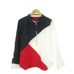 トミーヒルフィガー TOMMY HILFIGER シャツ L トリコロールカラー 長袖 カラーブロック ハーフジップ /CK43 ■ECA002