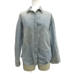 アズールバイマウジー AZUL by moussy デニムシャツ ブラウス S ブルー 長袖 レギュラーカラー 裾切りっぱなし /MD ■ECE003