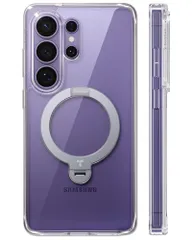 TORRAS Samsung Galaxy S26 Ultra 用 ケース Ostand Q3 Spin 360°定点回転 ゼンマイ式 スタンド クリア Magsafe対応 3倍米軍MIL規格 指紋防止 耐衝撃 16N マグネット付き 透明  5466e6bf