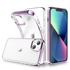 新品 ORANGA iPhone13 / iPhone14 用 ケース 半透明 超耐衝撃 マット感 薄型 ドイツバイエル製TPU素材 黄変防止 メッキ枠 ソフトケース 指紋防止 ワイヤレス充電 レンズ保護 アイフォン13/14用カバー パープル