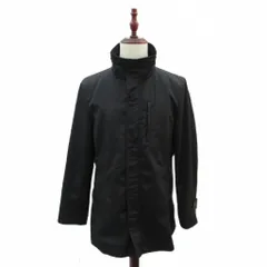 コムサイズム COMME CA ISM スタンドカラーコート ロング丈 M 黒 ブラック ストライプ柄 /SM37 ■ECA001