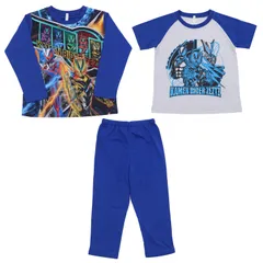 新品 仮面ライダーゼッツ 光る2TOPSニットパジャマ 582 130cm ブルー