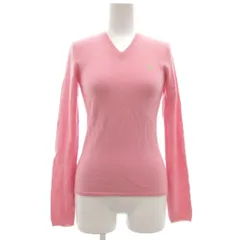 ラルフローレンスポーツ RALPH LAUREN SPORT セーター カシミヤ ショート ハーフ丈 Vネック 長袖 ロゴ刺繍 S ピンク /ML ■ECD001