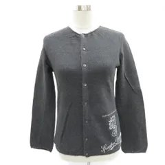 ズッカ zucca カーディガン ミドル丈 M チャコールグレー 無地 プリント カットオフ /SY7 ■ECB003