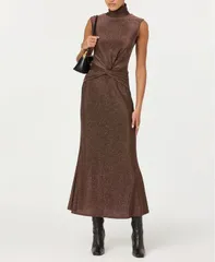 アストール レディース トップス ワンピース タートルネック ASTR the Label Womens Riana Turtle Neck Dress Brown Metallic ブラウン