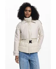 デジグアル レディース アウター ジャケット・ブルゾン ジャケット Desigual Womens Hybrid padded jacket Medium beige ベージュのサムネイル