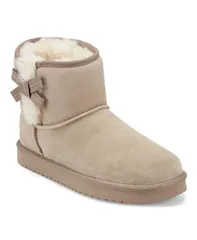 アース レディース シューズ ブーツ・レインブーツ アンクル ブーツ Earth Womens Worldly Cozy Side Bow Ankle Booties Taupe Suede トープのサムネイル