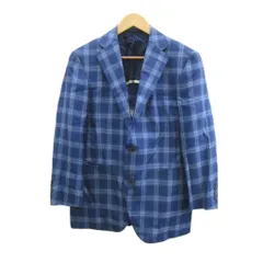 ミラショーン mila schon テーラードジャケット 上着 ウール混 シルク混 46C 青 ブルー チェック柄 長袖 /YU ■GY99