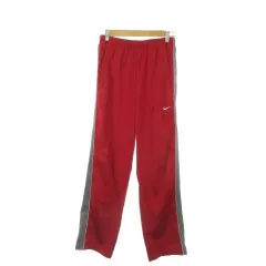 ナイキ NIKE DRI-FIT パンツ ジャージ スポーツウエア L 赤 レッド グレー サイドライン ロゴ /AO43 ■ECD003