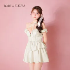 ROBE de FLEURS ローブドフルール fm3484［フリルオフショルリボンミニセットアップキャバドレス] Ivory