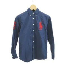 ポロ ラルフローレン POLO RALPH LAUREN シャツ 150  紺 ネイビー 長袖 ボタンダウンカラー ポロプレイヤーロゴ刺繍 /NP ■ECD003