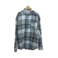 トミー TOMMY ジーンズ JEANS シャツ XL 水色 紺 ネイビー チェック柄 長袖 胸ポケット /NP ■ECD003