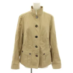 バーバリー ロンドン BURBERRY LONDON スタンドカラーショートコート アウター 裏地チェック柄 麻 リネン混 46 ベージュ FCG58-376-40 /YT ■ECD002