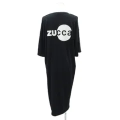 ズッカ zucca ワンピース ロング丈 M 黒 無地 ラウンドネック 七分袖 ロゴ /SY36 ■ECE003