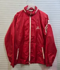 アディダス レッド ウィンドブレーカー 3本線 ジャケット