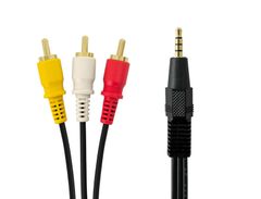 【人気商品】白 赤 黄 RCA(ピンプラグ)×3 (オス)ケーブル - 1m 4極ミニプラグ(ストレート)(オス) 変換ケーブル 映像・音声用 RCA 高純度99.996％OFC無酸素銅ケーブル 4極ミニプラグ VM-4YS3RCA-1m フジパーツ