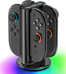 【人気商品】2チャージステーション 過充電防止 Joy-Con Switch Switch 2コントローラー Joy-Con 周辺機器 9モードRGBライト付き 収納 Nintendo 4台ジョイコン Switch 充電スタンド 2対応 2