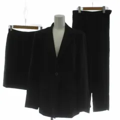 トゥーシー TWO:C スーツ 3点セット ジャケット スカート パンツ  11 黒 ブラック ストライプ テーラードカラー 長袖 ひざ丈 /GG ■ECA003