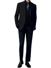 【送料無料】[WINROMTICO] 【圧倒的なコスパ】3点セット スーツ メンズ 上下セット 上品 ビジネスすーつ 2つボタン 就職フォーマル 礼服 結婚式 喪服 無地 大きいサイズ スリム メンズスーツ オールシーズン対応 無地 M-7X a746bf1d