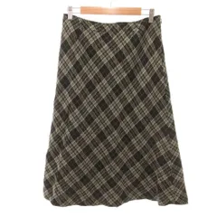 トランスワーク TRANS WORK タグ付き フレアスカート ウール 46 黒 ブラック チェック柄 ロング丈 /SJ ■ECF001
