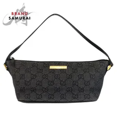 美品 GUCCI グッチ ブラック グレー ゴールド金具 GGキャンバス/レザー 07198 ハンドバッグ アクセサリーポーチ レディース 601973【中古】