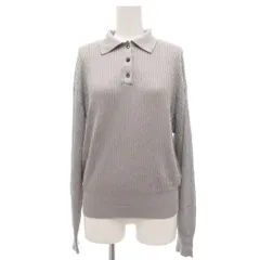 AMERICAN HOLIC 美品 ポロニット L グレー 長袖 ポロカラー リブ編み ラメ /NL ■ECF003