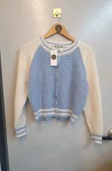 DEARMADE ブルー バイカラー クロップドカーディガン Free!