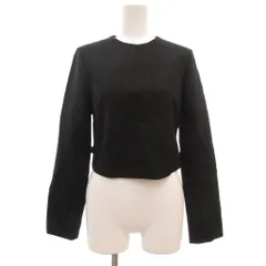 ザラ ZARA タグ付き カットソー XS クロップド丈 長袖 ストライプ柄 黒 ブラック /NU ■ECG003