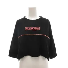 セシルマクビー CECIL McBEE BLACKPINK ロゴTシャツ M 黒 ブラック ラウンドネック 七分袖 /ML ■ECF003