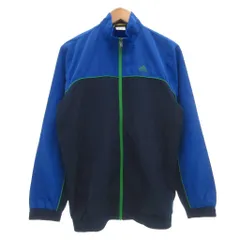 アディダス adidas ジャケット M 青 ブルー 紺 ネイビー 緑 長袖 スタンドカラー 切り替えデザイン /SX ■ECF003