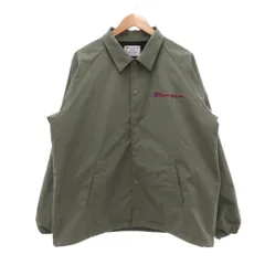 チャンピオン CHAMPION コーチジャケット L アウター ロゴ刺繍 ラグランスリーブ ステンカラー ビッグシルエット カーキ /SX ■GY12