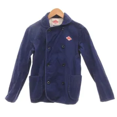ダントン DANTON ジャケット 上着 34 ブルー ダブルブレスト 長袖 ロゴ /RG ■GY06