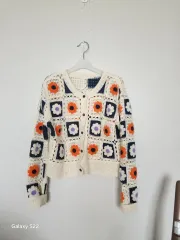 花柄クロシェ編みカーディガン アイボリー