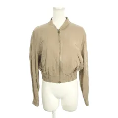 ザラ ZARA ジャケット ブルゾン ジップアップ 上着 XS ベージュ 長袖 スタンドカラー クロップド丈 /AH8 ■GY99