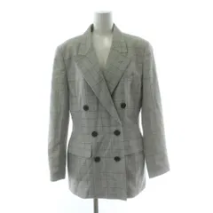 クリスチャンディオール Christian Dior テーラードジャケット ダブル チェック柄 総裏地 ウール M グレー /PP ■GY40