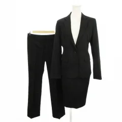 コムサデモード COMME CA DU MODE セットアップ スーツ 3点セット 9 黒 ブラック 無地 テーラードカラー パンツ スカート /AO1 ■GY99