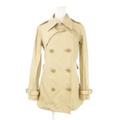 バーバリーブルーレーベル BURBERRY BLUE LABEL トレンチコート ミドル丈 コットン 共布ベルト 38 M ベージュ /AH12 ■GY11