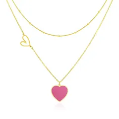 [Linawe] かわいい ハート ペンダント ネックレス レディース、18金 アクセサリー ネックレス チェーン ゴールド、ステンレススチール チタンネックレス、レディース ジュエリー ゴールド、ロングネックレス 錆びない 0