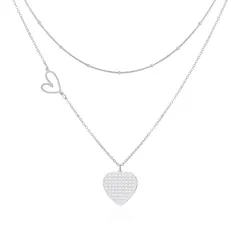 [Linawe] プラチナネックレス レディース、かわいい ハート ペンダント ネックレス チェーン シルバー、ステンレススチール チタンネックレス、レディース ジュエリー 錆びない 金属アレルギー ネックレス、プレゼント 女性 0