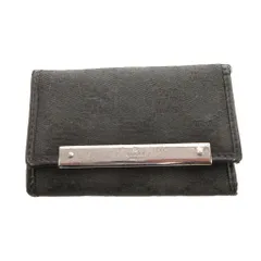 グッチ GUCCI キーケース 6連 GG柄 キャンバス レザー 総柄 プレート 黒 ブラック /FF ■GY18