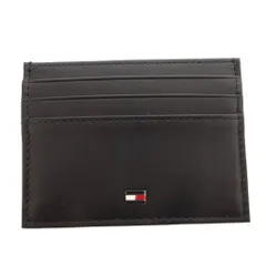 トミーヒルフィガー TOMMY HILFIGER カードケース 名刺入れ レザー ロゴ 黒 ブラック /FF ■GY18