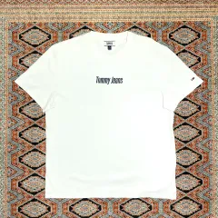 トミー ジーンズ 文字ロゴ バックプリント 白 半袖Tシャツ メンズ XXL