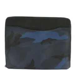 コーチ COACH セカンドバッグ クラッチバッグ レザー 迷彩柄 カモフラ ロゴ 黒 ブラック 青 ブルー F57853 /XZ ■GY18