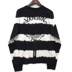 未使用品 バンソン VANSON 天竺 フライングスター 刺繍 Tシャツ 長袖 ロンT タイダイ ボーダー XL NVLT-2115のサムネイル