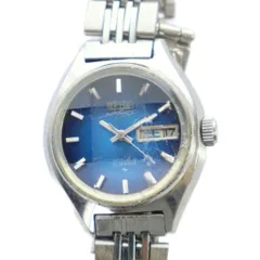 セイコー SEIKO 2206-0300 腕時計 ウォッチ 自動巻き 青文字盤 カットガラス カレンダー付き シルバー色 ■GY11 /MQ