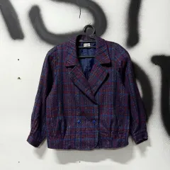 ヴィンテージ ウール 100% CHECK パータン ツイード ダブル ジャケット