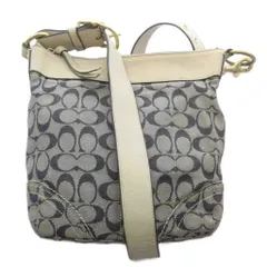 コーチ COACH ショルダーバッグ シグネチャー レザー キャンバス アイボリー 紺