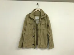 本物アバクロンビー&フィッチAbercrombie&Fitchアバクロコットンダメージ加工ミリタリージャケット長袖サーフアメカジスケーターストリートミリタリービジネススーツパーティーモードドレスゴルフメンズベージュL